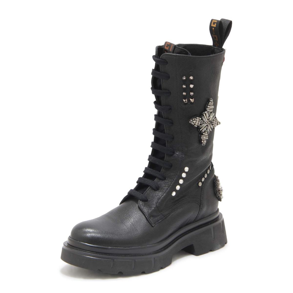 P4910 ANFIBIO DONNA GIO+ WOMAN LEATHER BOOTS BLACK