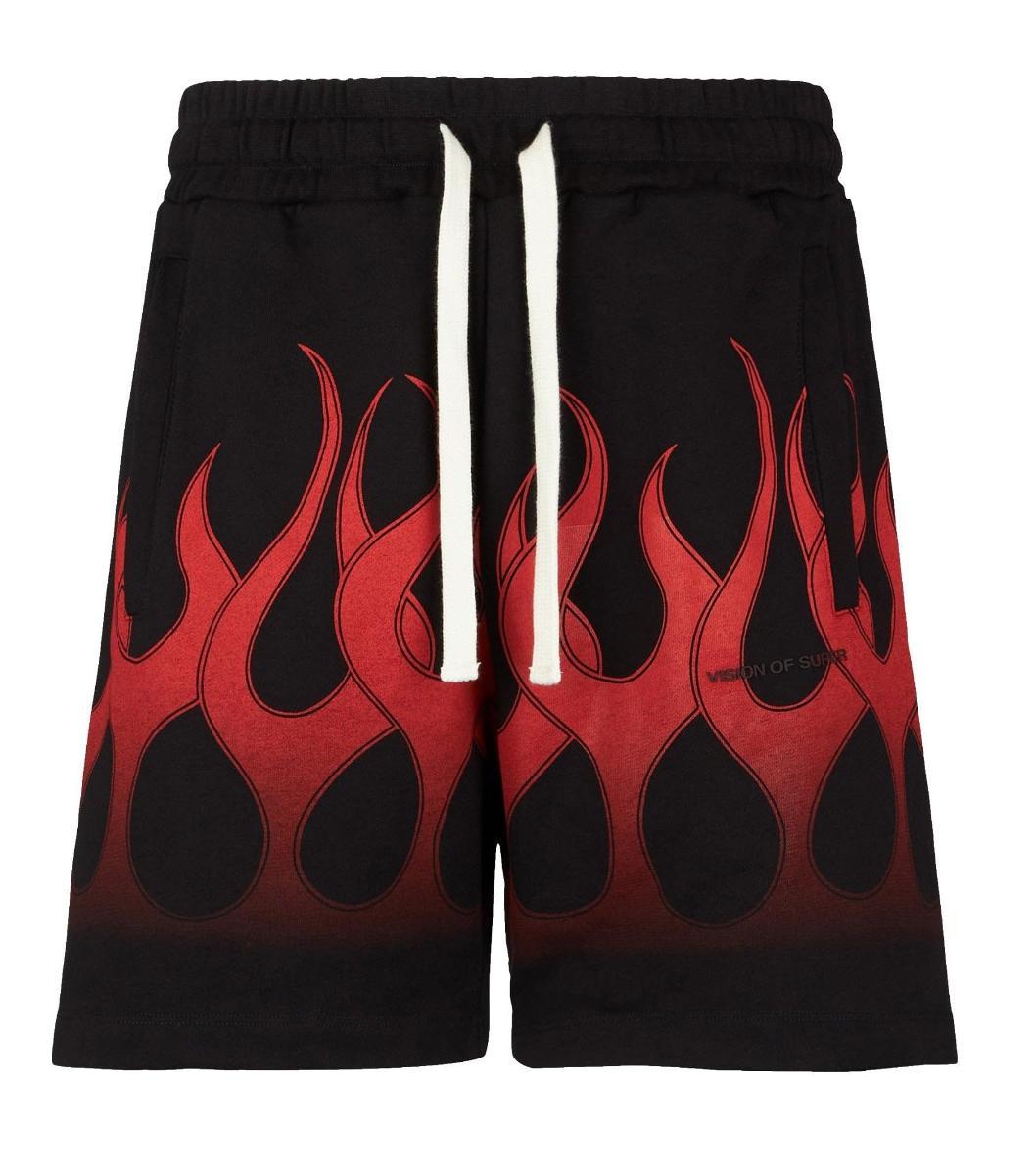 BLACK SHORTS WITH RED FLAMES