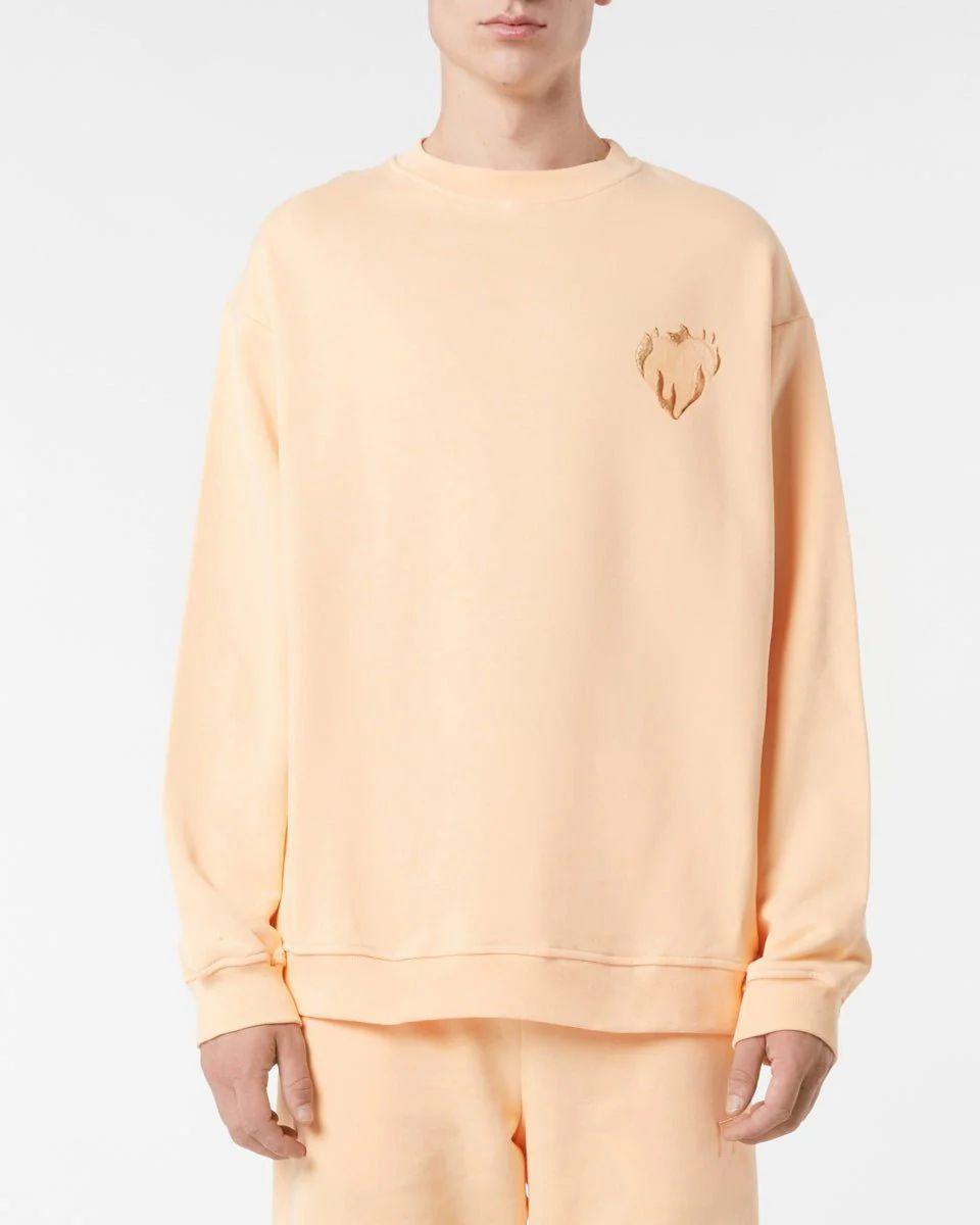 PEACH CREWNECK WITH PEACH EMBROIDERED LOGO-Pesca