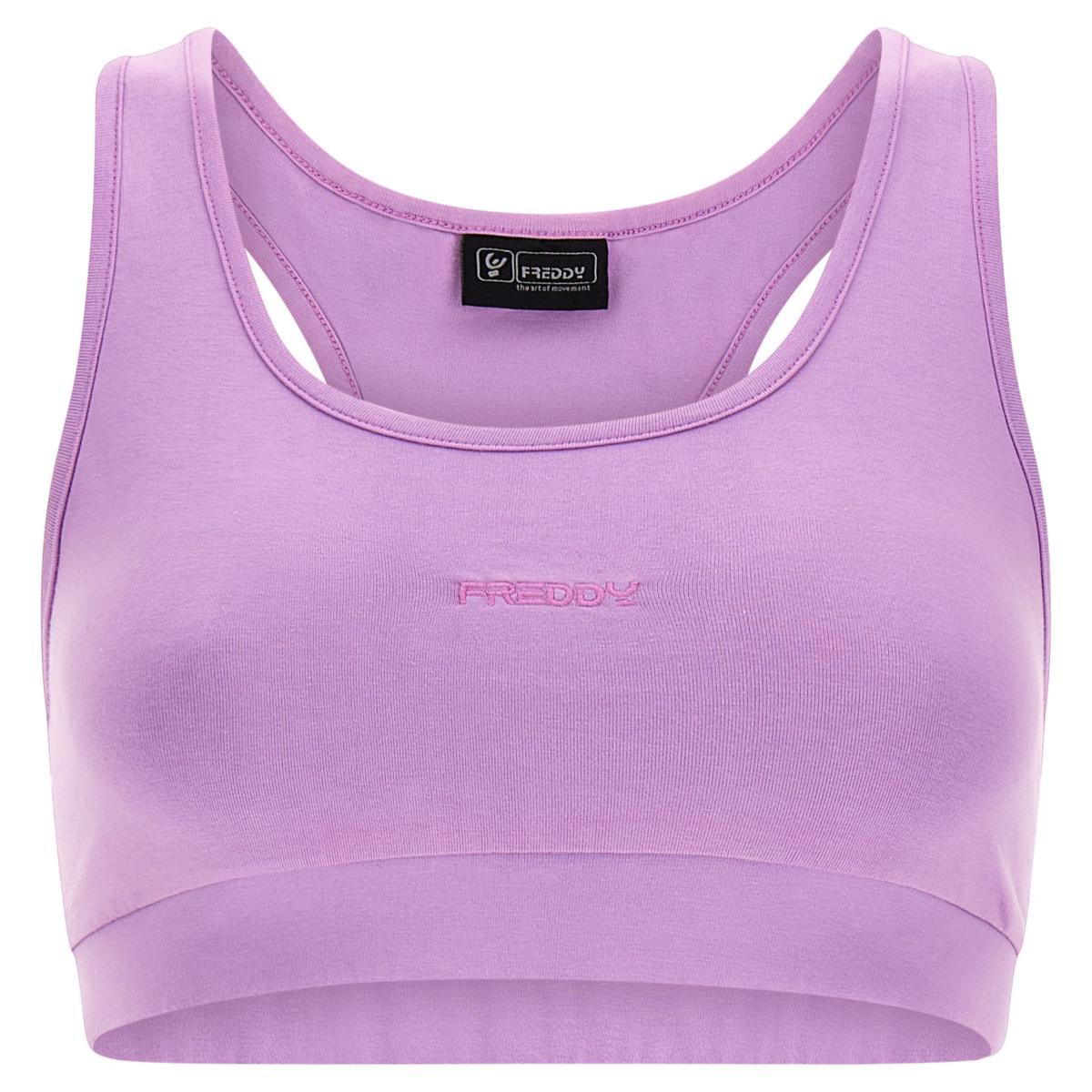 FREDDY - Top Elasticizzato con Logo Ricamato E Retro A Vogatore per Un Ampio Movimento e Comfort-Lilla