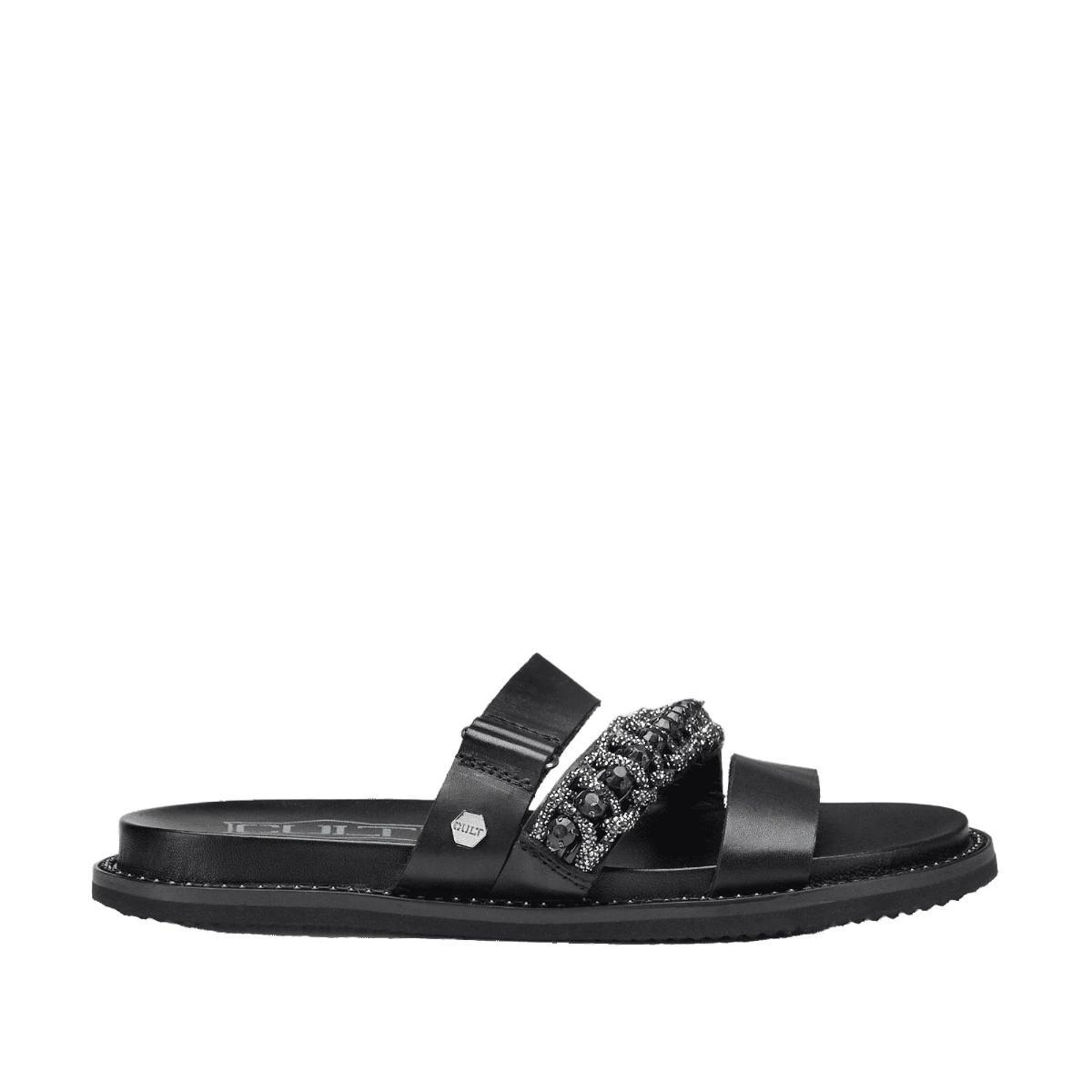 CULT Sandali Donna Roshelle in Pelle Nera con Strass