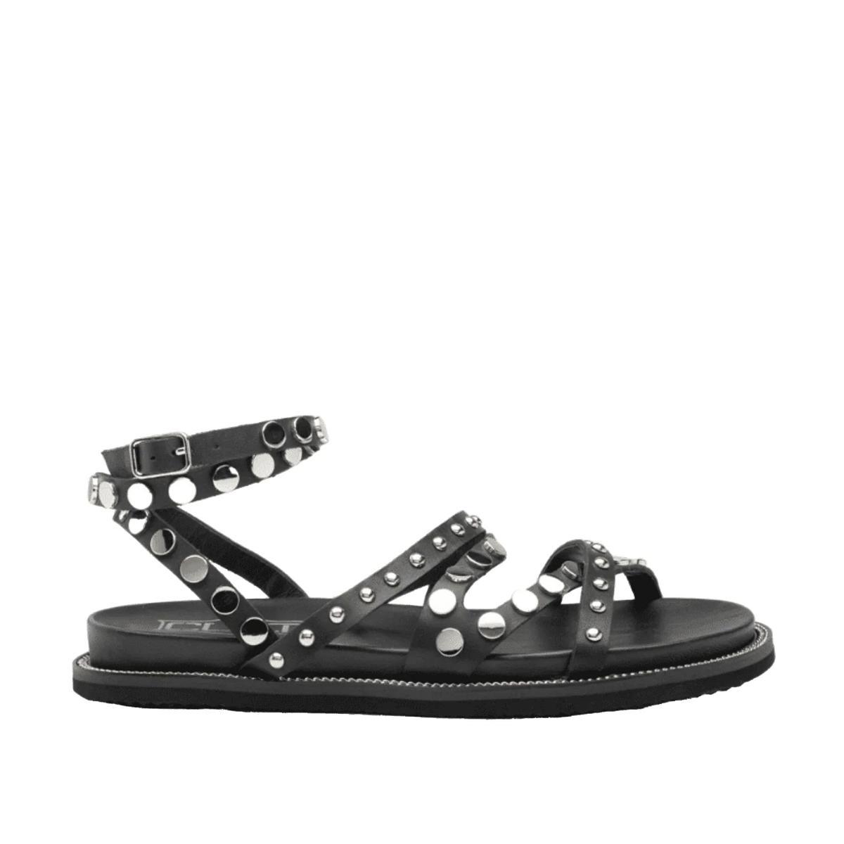 CULT Sandali Roshelle in Pelle Nera Borchiati-Nero