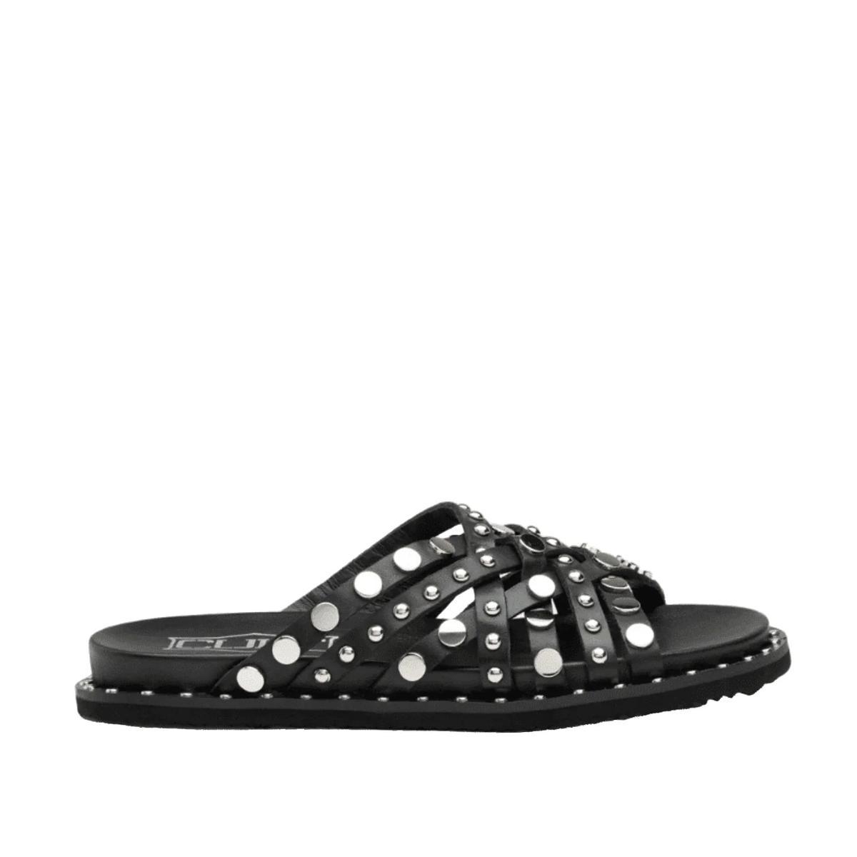 CULT Sandali Roshelle in Pelle Nera con Borchie-Nero