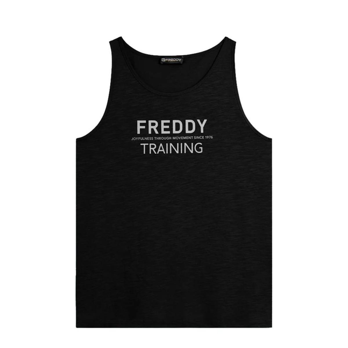 FREDDY - Canotta Training” in Jersey Fiammato, 100% Cotone-Nero