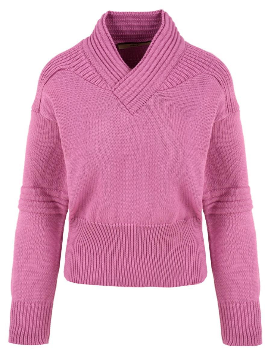 Maglia crop con dettagli a costine fucsia da donna-Viola