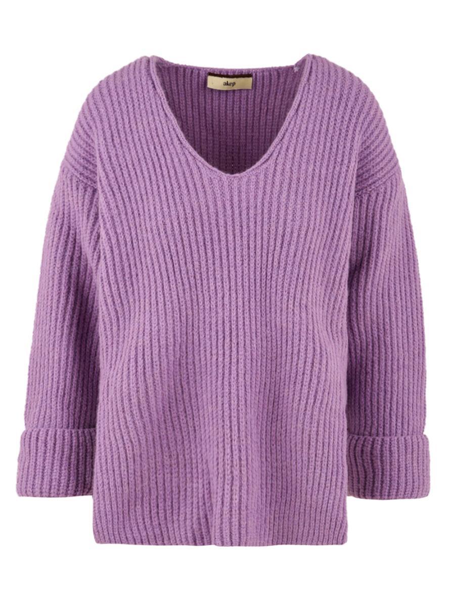 Maglione con scollo a V lilla