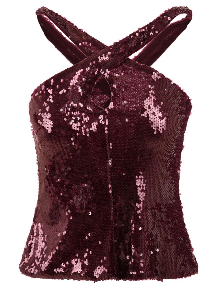 Top in pailettes AKEP Donna - Rosso-Rosso