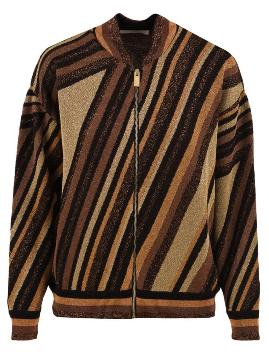 Giubbotto bomber in maglia riga diagonale AKEP Donna - Multicolore