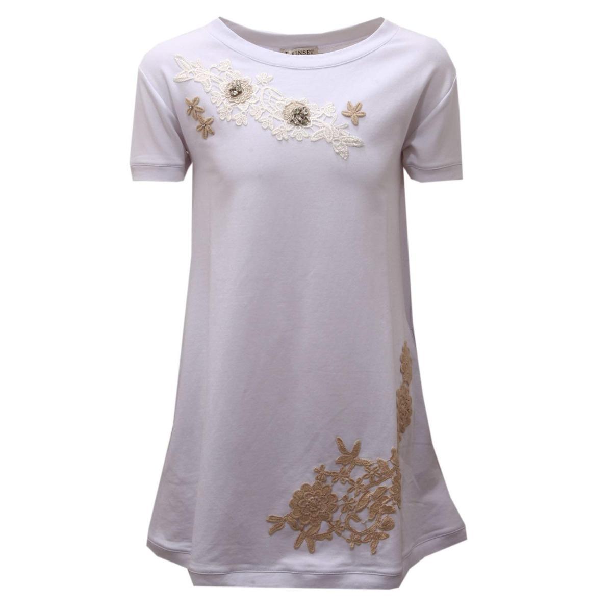 0813AD abito bimba girl TWIN-SET maxi maglia white cotton embroidered dress kids