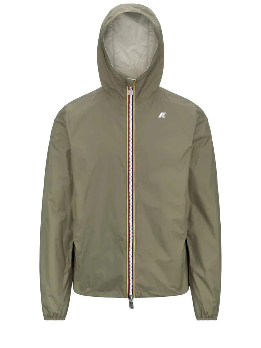 K-Way Giubbino Blu Reversible K2124ewaoc-Verde Lichene / Beige
