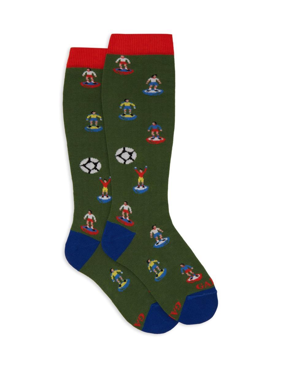 Calze lunghe bambino verde fantasia gioco calcio