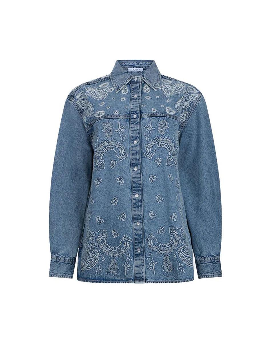 CAMICIA DA DONNA IN JEANS CON RICAMI