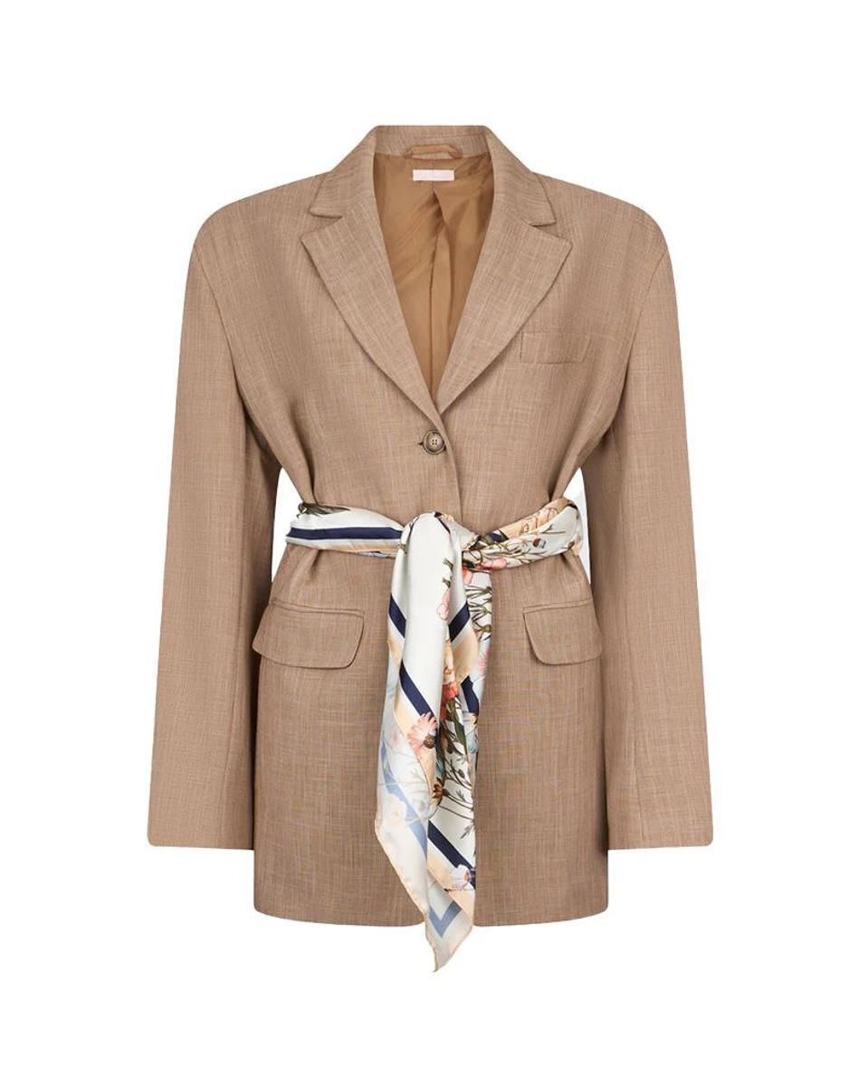 BLAZER DONNA CON FOULARD IN COORDINATO - BISCOTTO-Multicolore