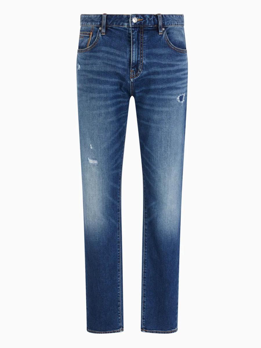 Armani Exchange The Boat, Label, Patch Logo Lettering Jeans Uomo-Denim