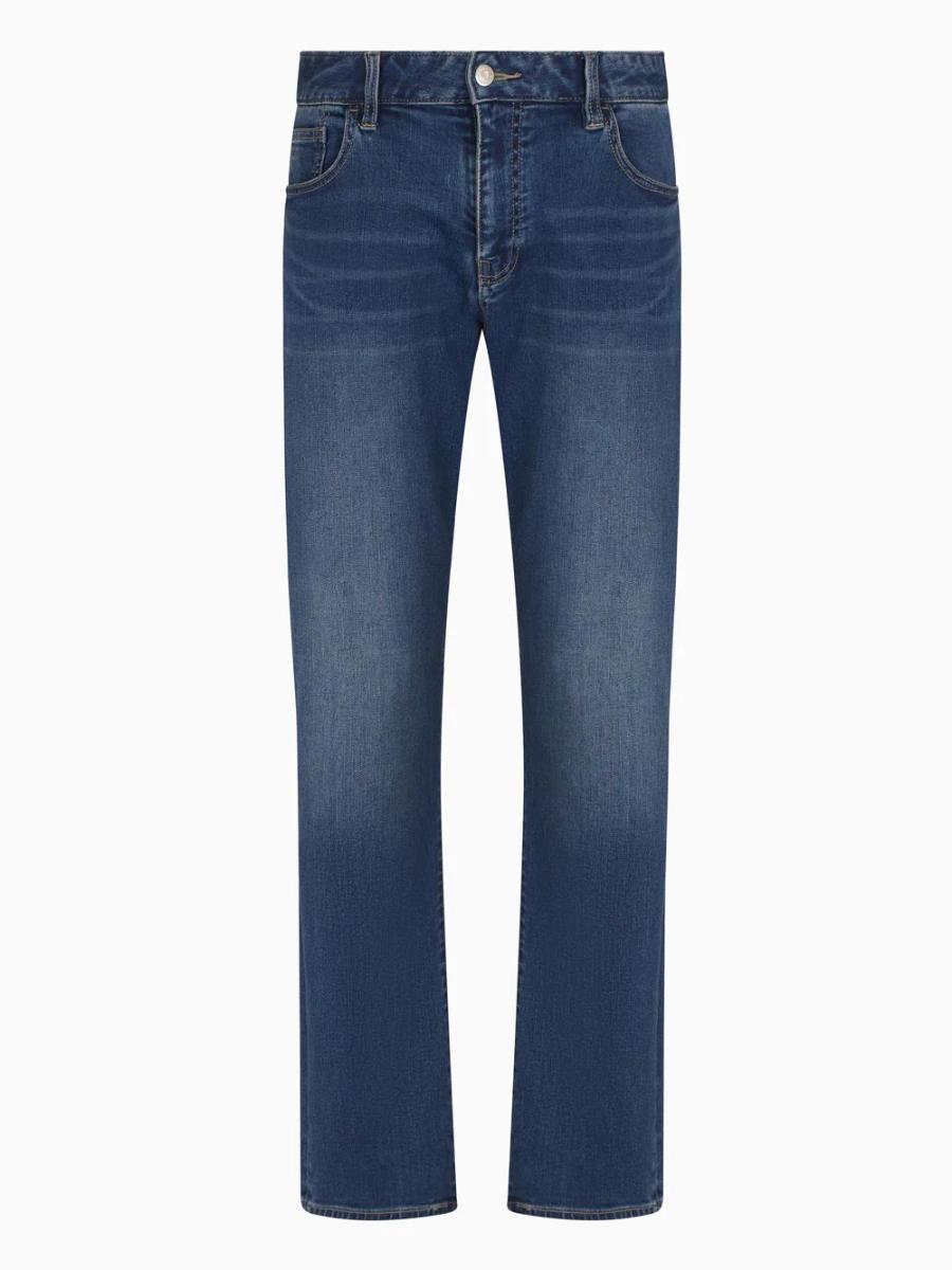 Armani Exchange The Boat, Label, Patch Logo Lettering Jeans Uomo-Denim scuro