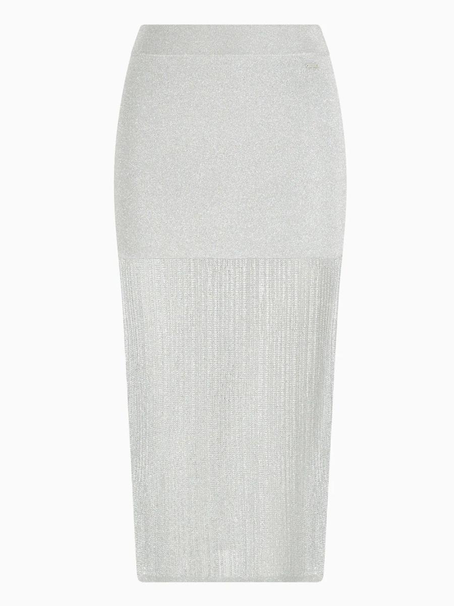 Armani Exchange Metallic Knit Skirt Gonna Donna
