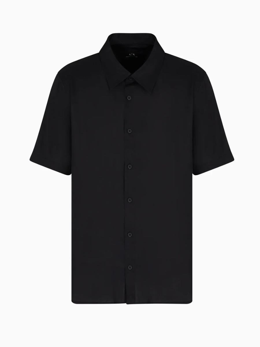 Armani Exchange Short Sleeve Oversized Fit Lyocell Shirt with Pocket Camicia a Maniche Corte Oversize Lyocell con Tasca Uomo