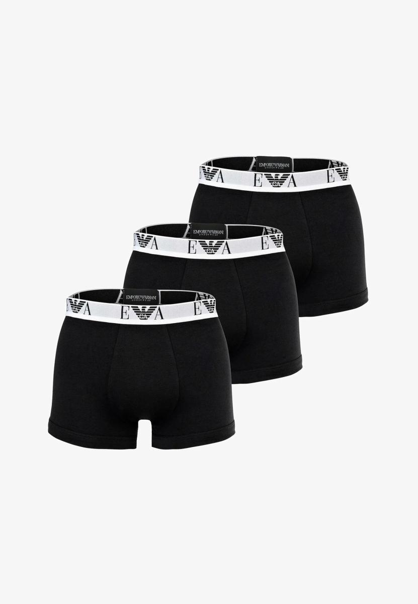 Emporio Armani Men's Shiny Logoband Pack 3-Pack Trunk Trunks (Pack of 3)-Nero