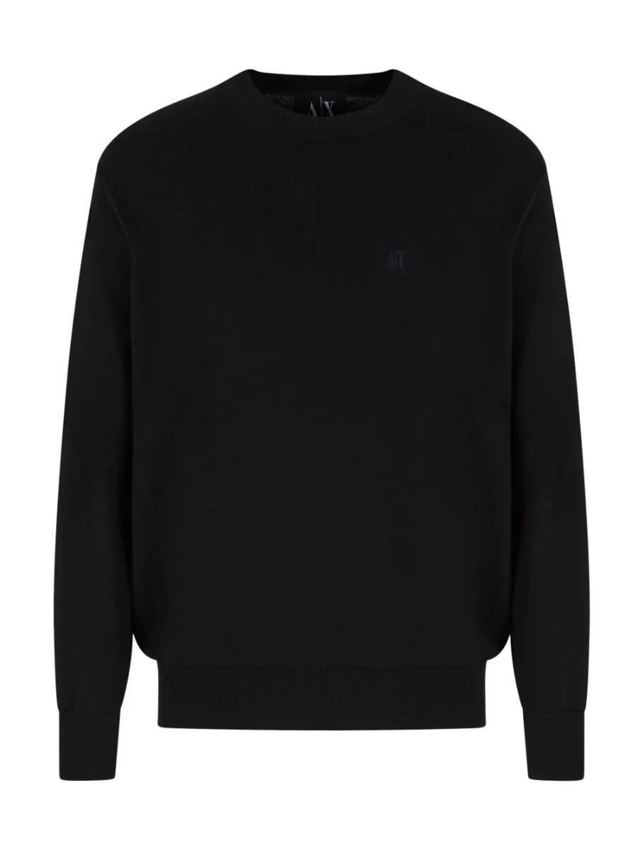 Armani Exchange Cotton Knit Long Sleeve Pullover Pullover Uomo-Nero