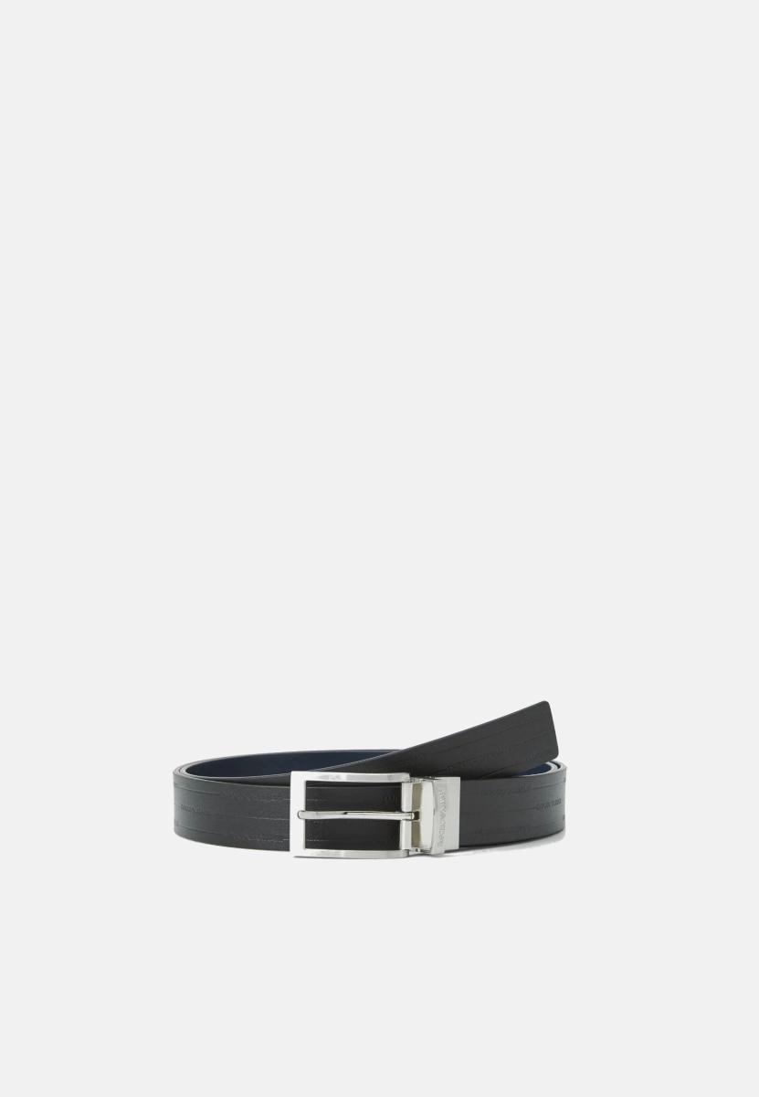 Emporio Armani Cintura Reversibile In Pelle Con Logo Impresso