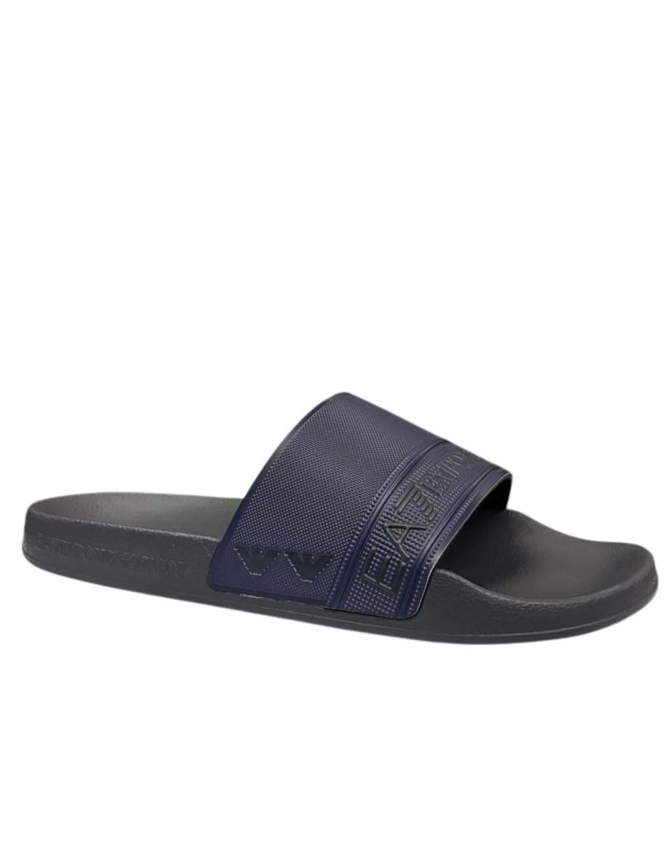 Ea7 Emporio Armani Ciabatta Da Uomo Blu Con Logo Lettering Nero