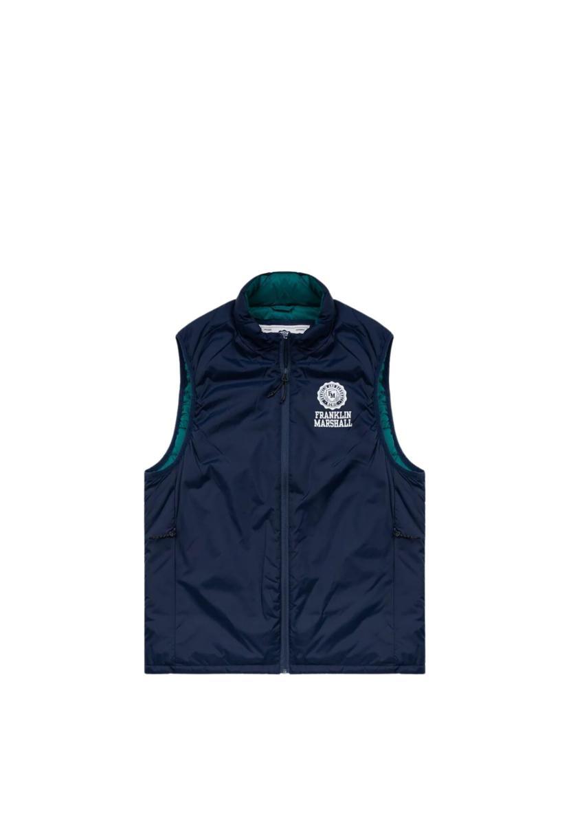 Gilet in recycled nylon stampa logo Crest-Blu