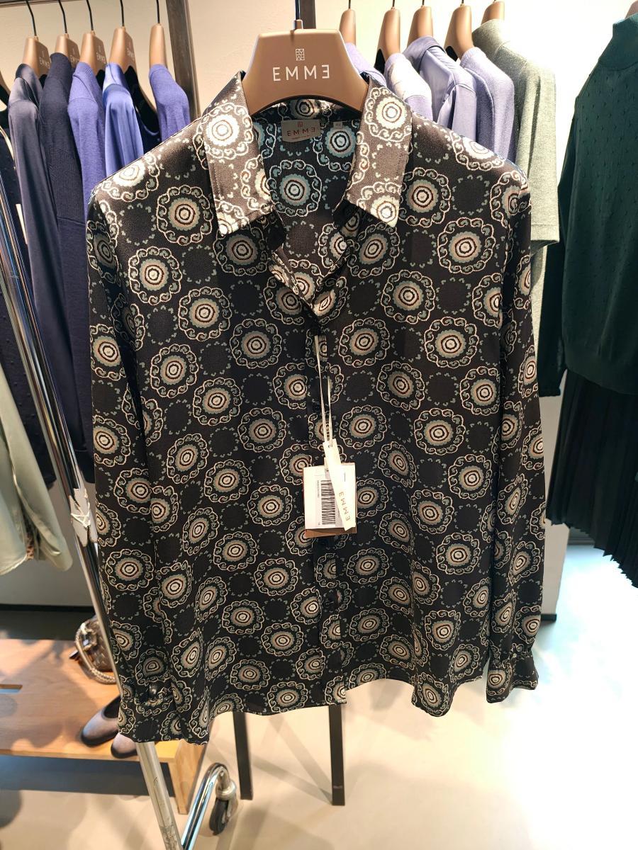 Marella EMME Camicia Donna Lunga 100% Poliestere Stampato SPIGA-Bordeaux