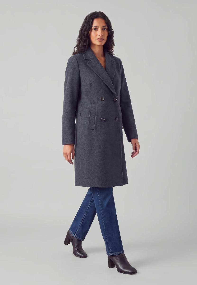 Marella EMME Cappotto Donna Lungo Doppiopetto in Panno Unita TEMA-Blu