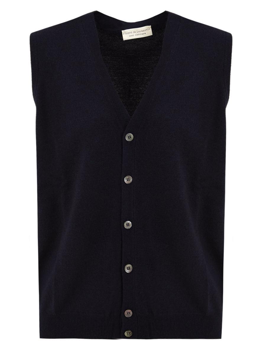 Maglione Gilet in Lana Cashmere FILIPPO DE LAURENTIIS Uomo - Blue-Blu