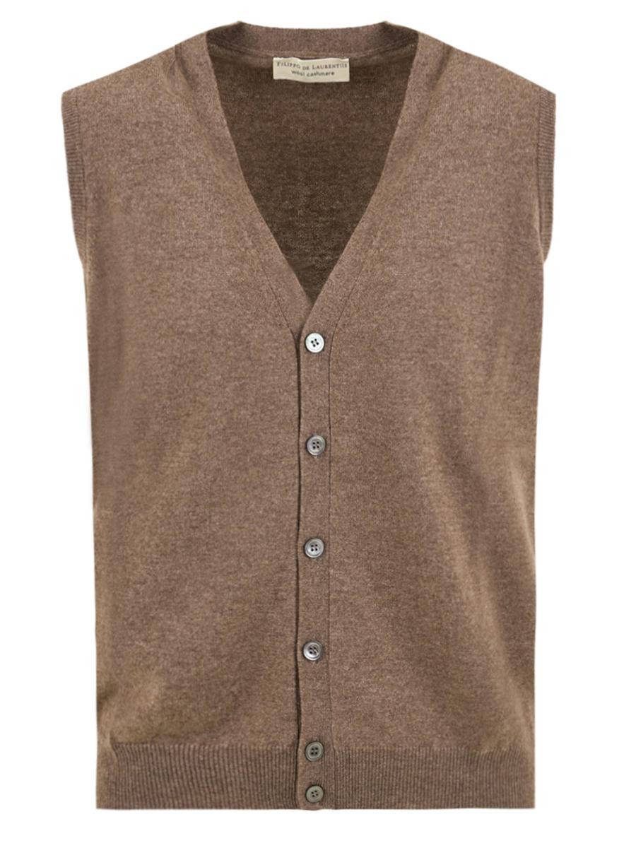 Maglione Gilet in Lana Cashmere FILIPPO DE LAURENTIIS Uomo - Beige