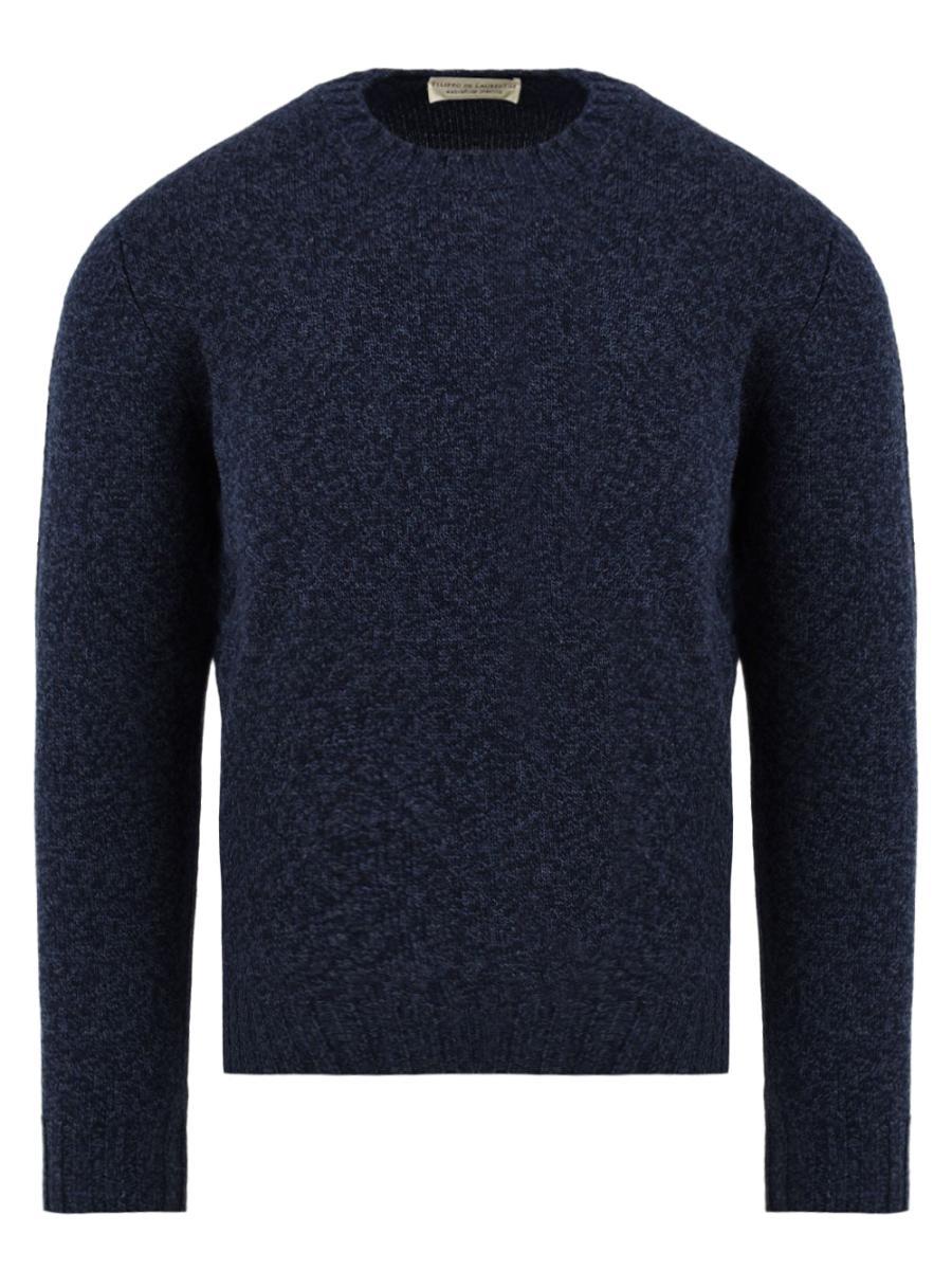 Maglione girocollo Merino extrafine FILIPPO DE LAURENTIIS Uomo - Blue