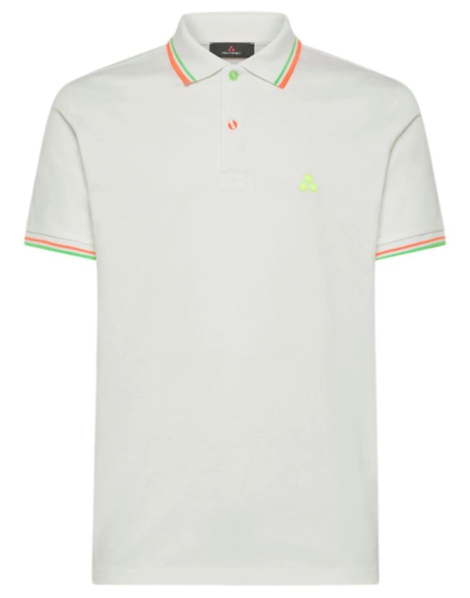 Peuterey Polo White Da Uomo Con Logo Fluo