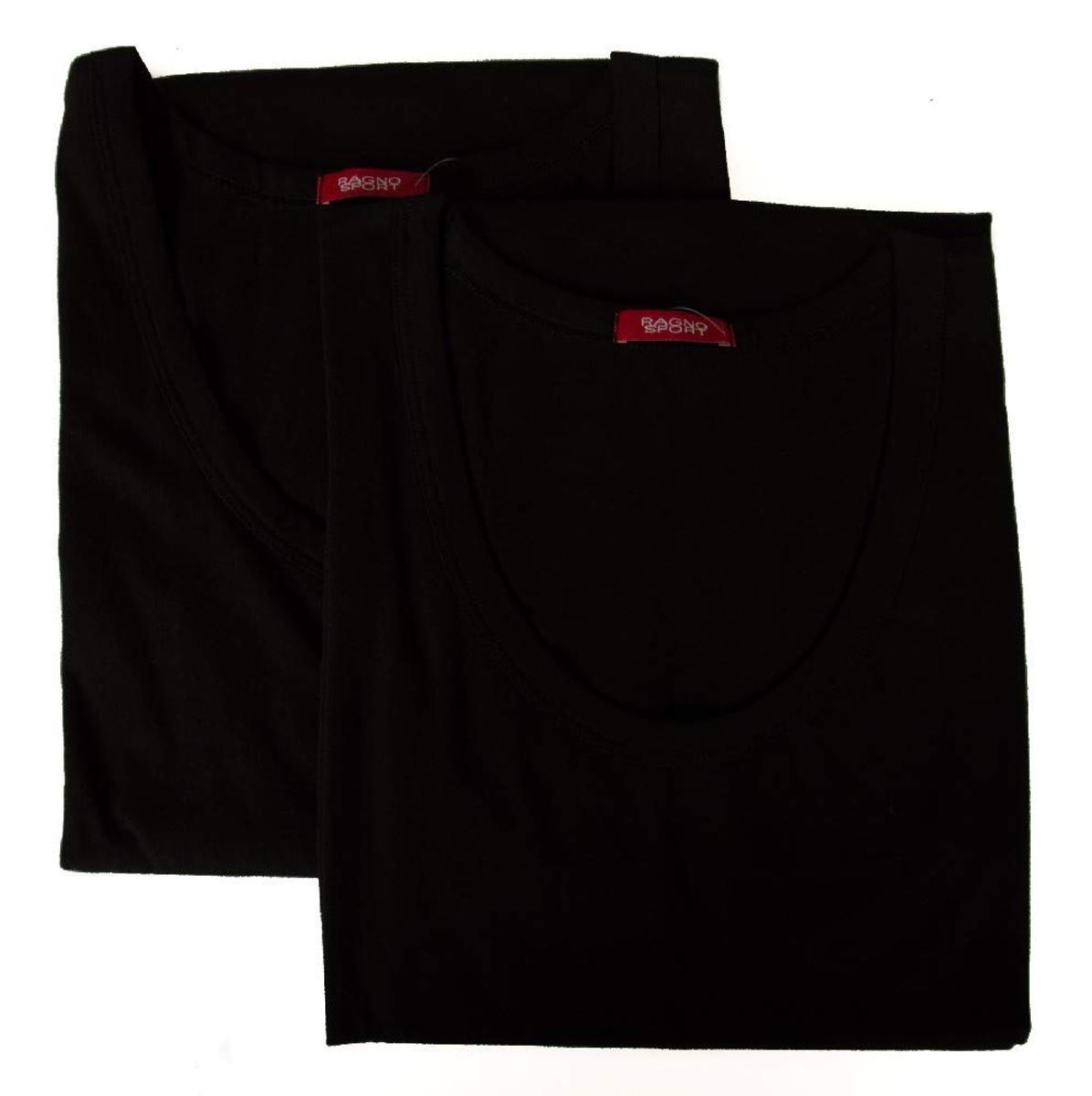 RAGNO Confezione 2 Canottiere Uomo Cotone Spalla Larga Bipack-Nero