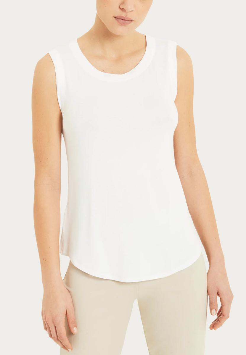 RAGNO Spalla Larga Girocollo in Jersey di Viscosa-Bianco