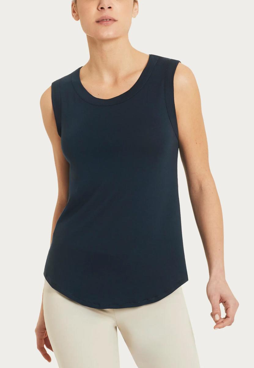 RAGNO Spalla Larga Girocollo in Jersey di Viscosa-Blu