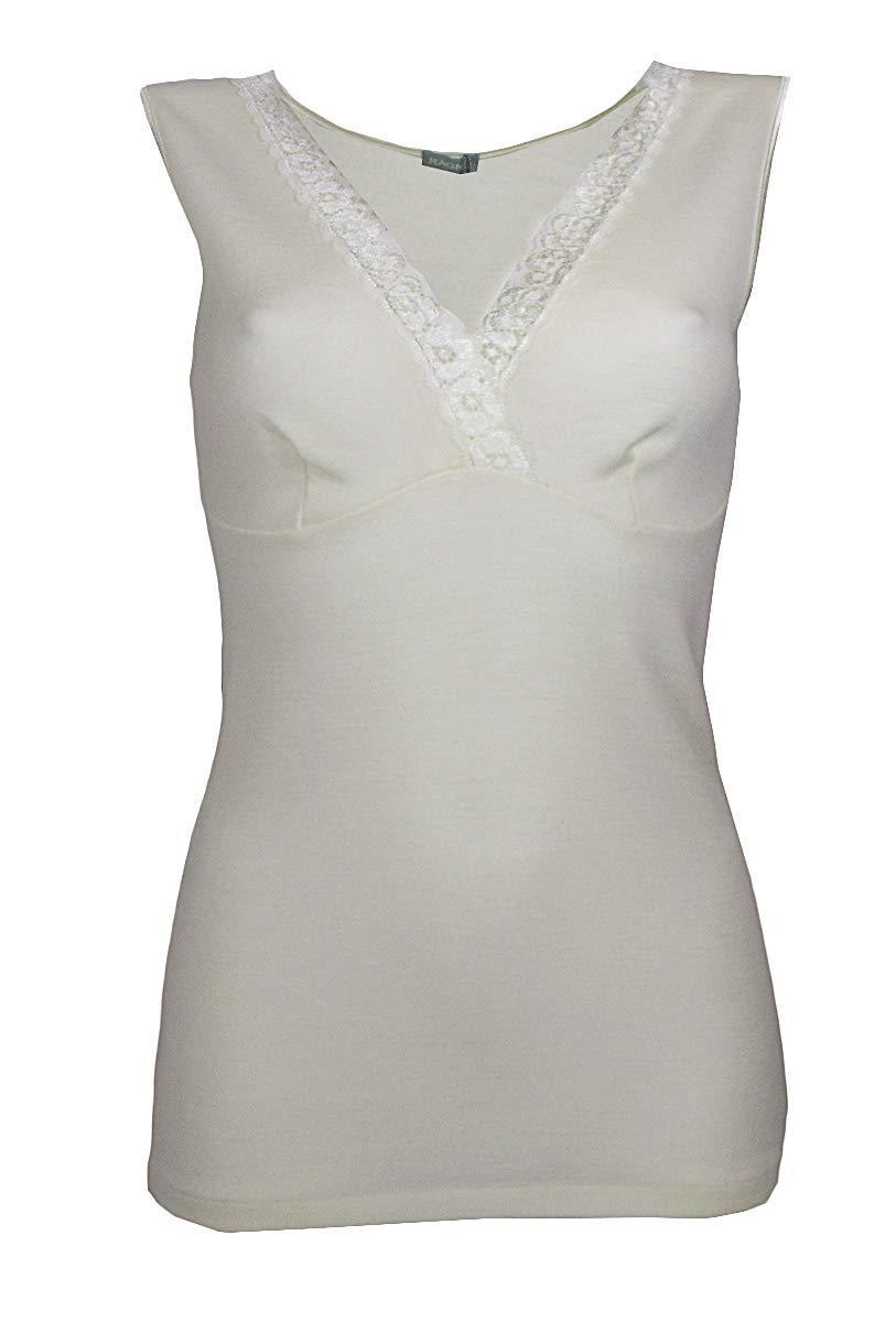 RAGNO 073094 Merino Medium Canottiera a Spalla Larga in Lana-Bianco