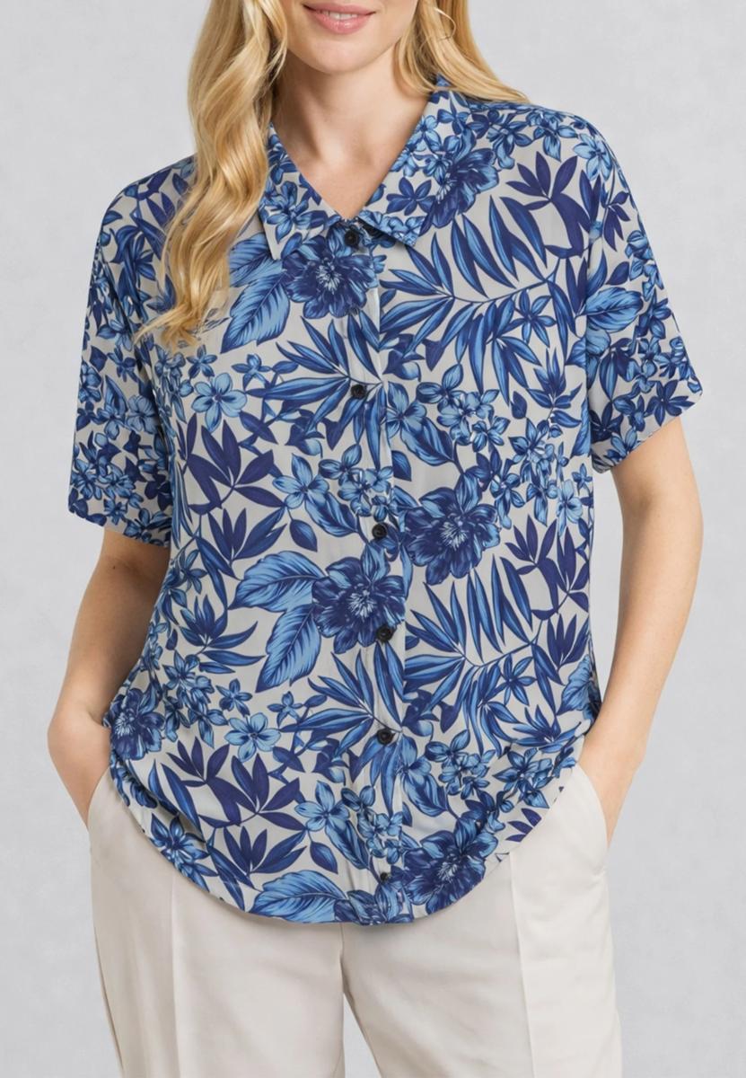 Luisa Viola Camicia Donna Curvy in Mussola Floreale Art. 5007F0-32H1