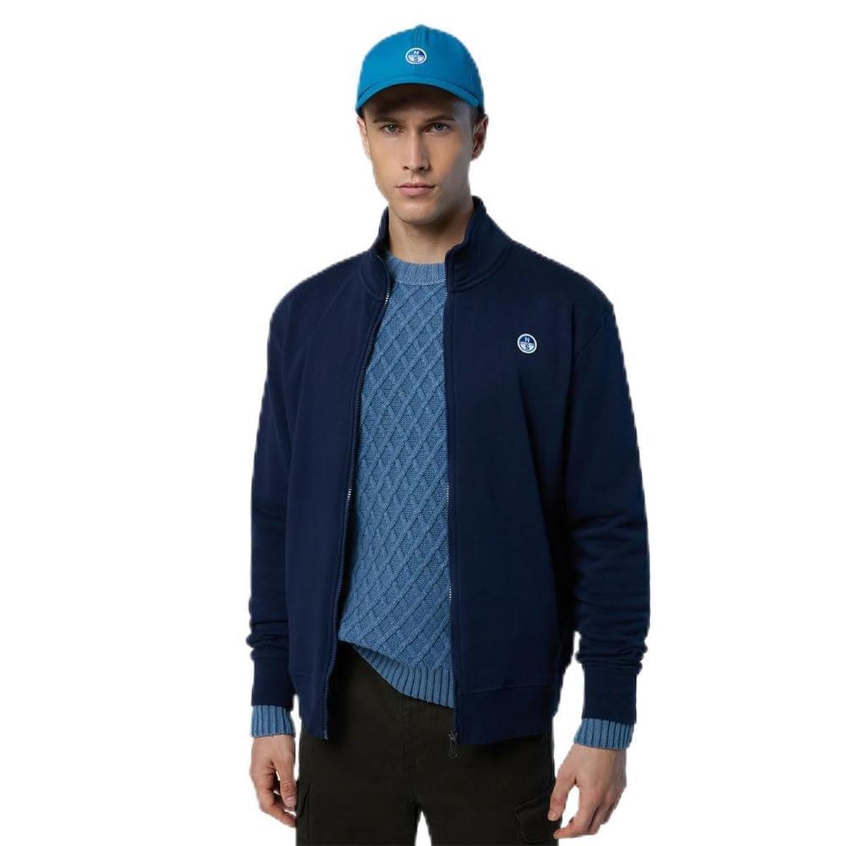 NORTH SAILS Felpa con Patch Logo e Zip-Blu