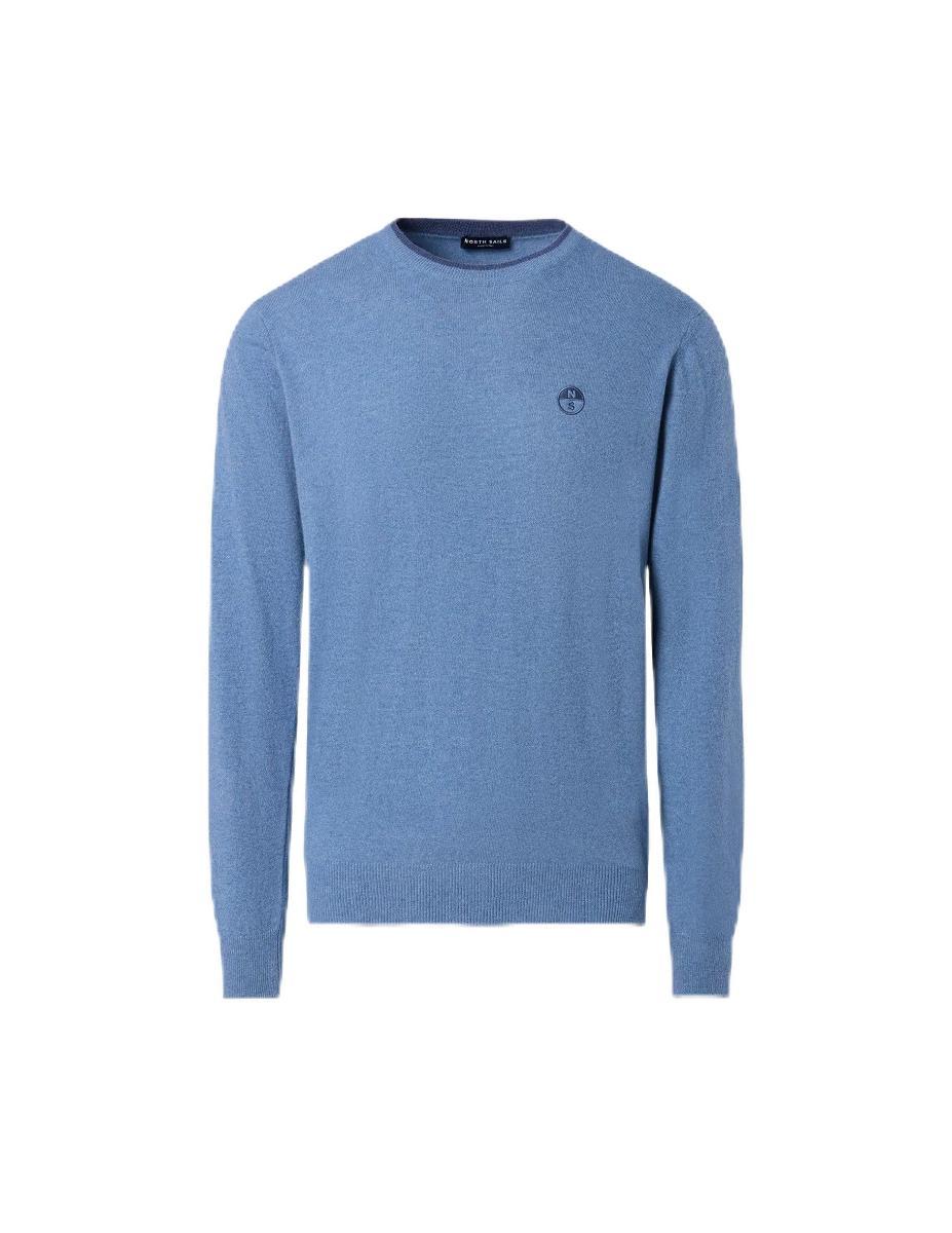 NORTH SAILS Maglioncino Crewneck Sweater 699775 Casual Uomo Misto Lana Azzurro-Azzurro