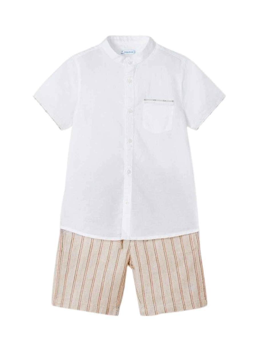Mayoral Completo camicia e shorts Bambino-Beige