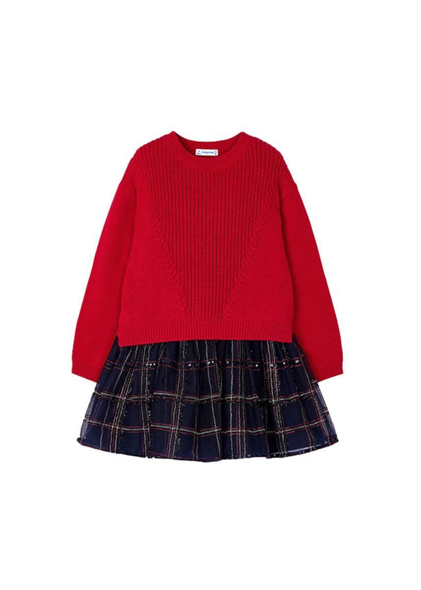Mayoral Vestito Tricot tul per Bambine e Ragazze Zenzero