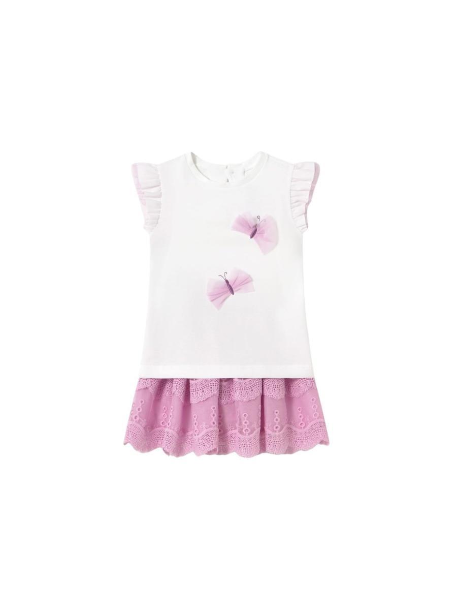 Mayoral compl.Gonna tul Bordato per Bimba Malva-Rosa