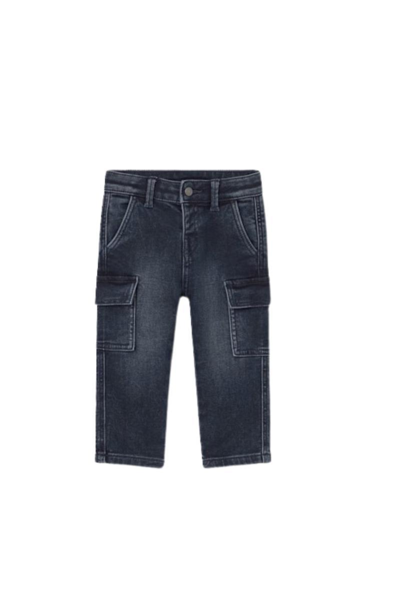 Mayoral Pantalone Soft Denim Cargo per Bimbo Blue Black 15-02505-029