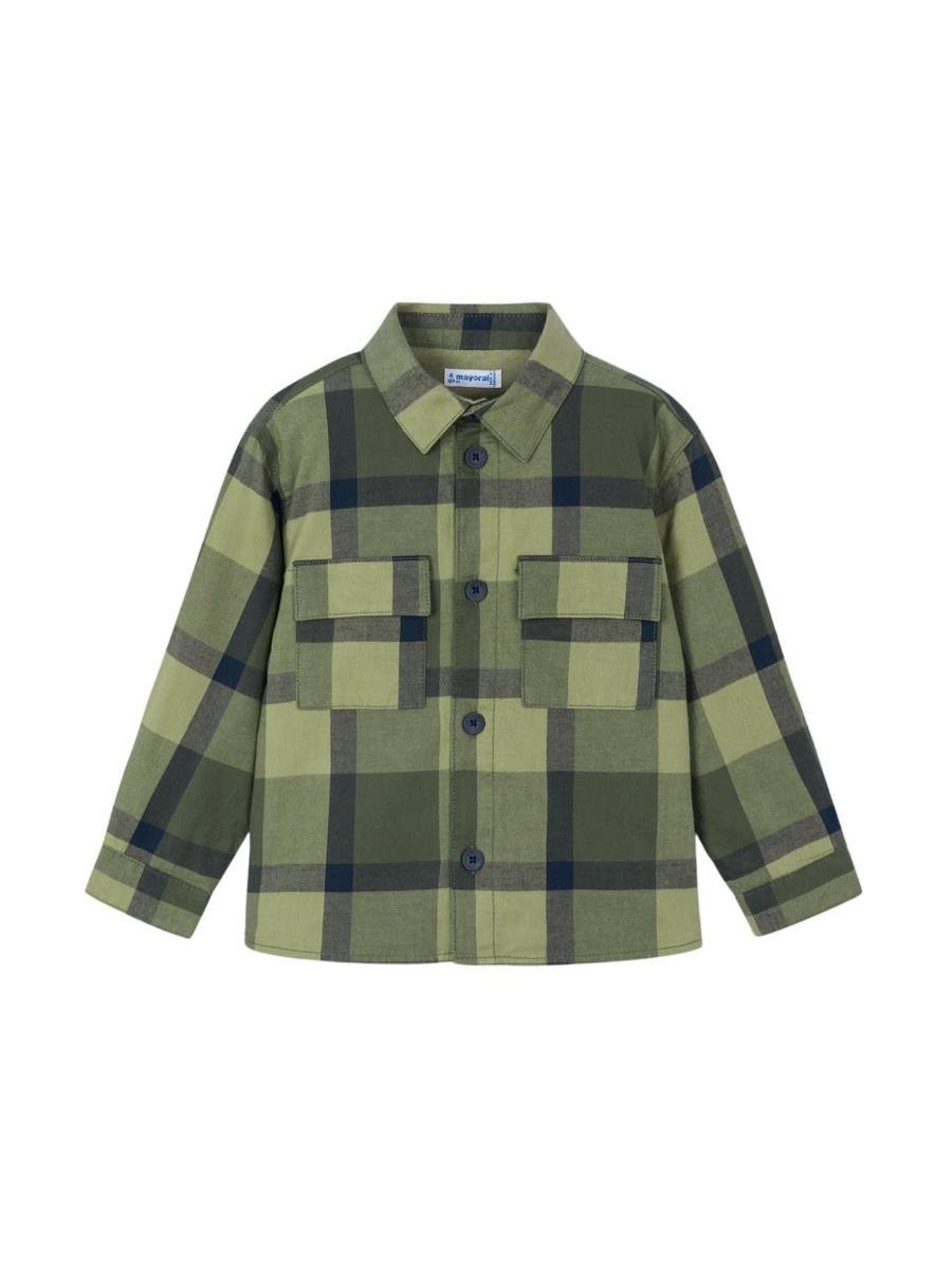Mayoral Sopracamicia Quadri con Lampo per Bambini e Ragazzi Oliva 15-04123-031-Verde
