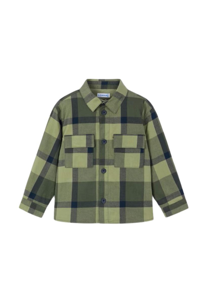 Mayoral Sopracamicia Quadri con Lampo per Bambini e Ragazzi Oliva 15-04123-031-Verde