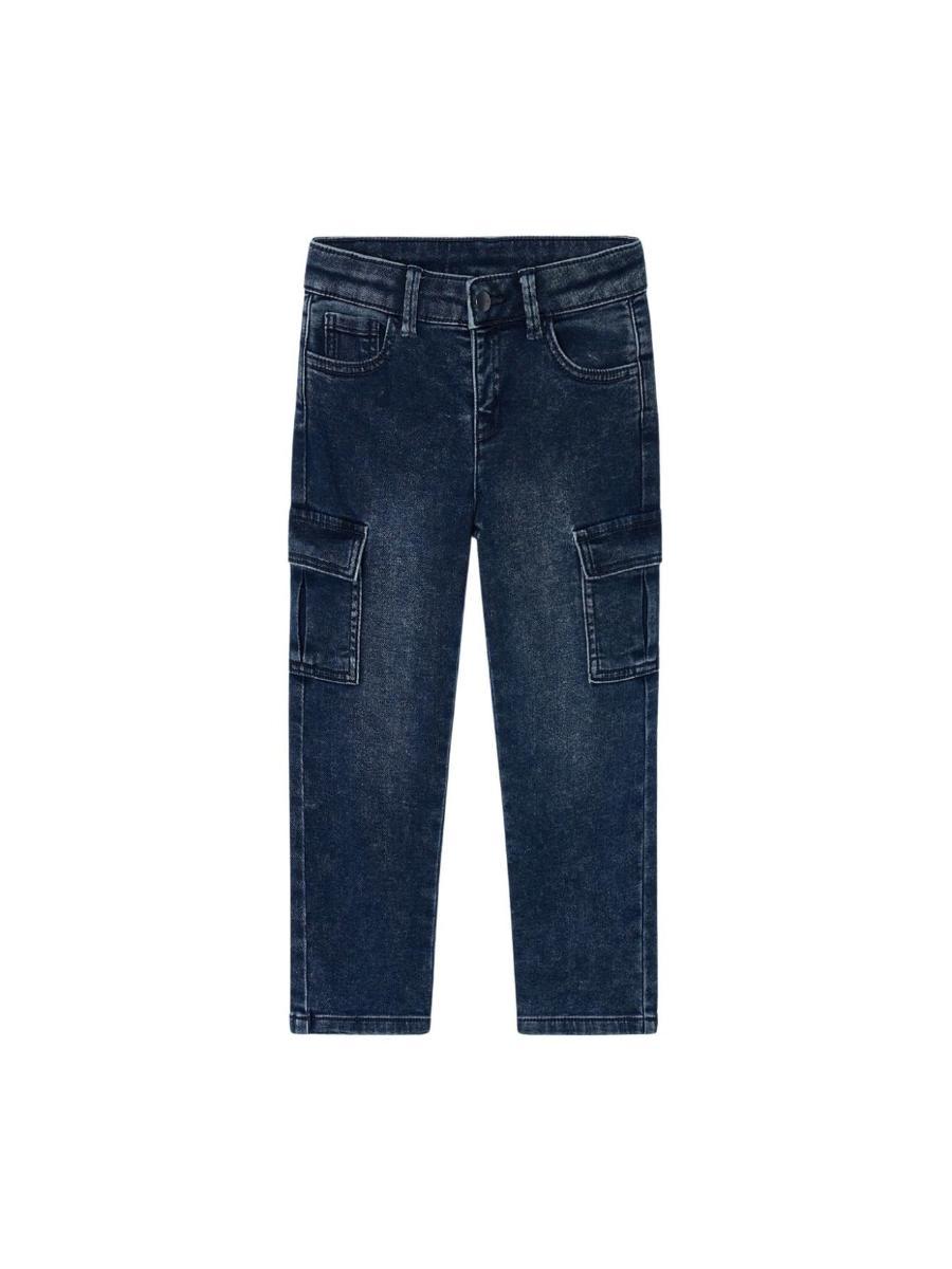 Mayoral Pantalone Soft Denim Cargo per Bambini e Ragazzi Blue Black 15-04563-022-Blu