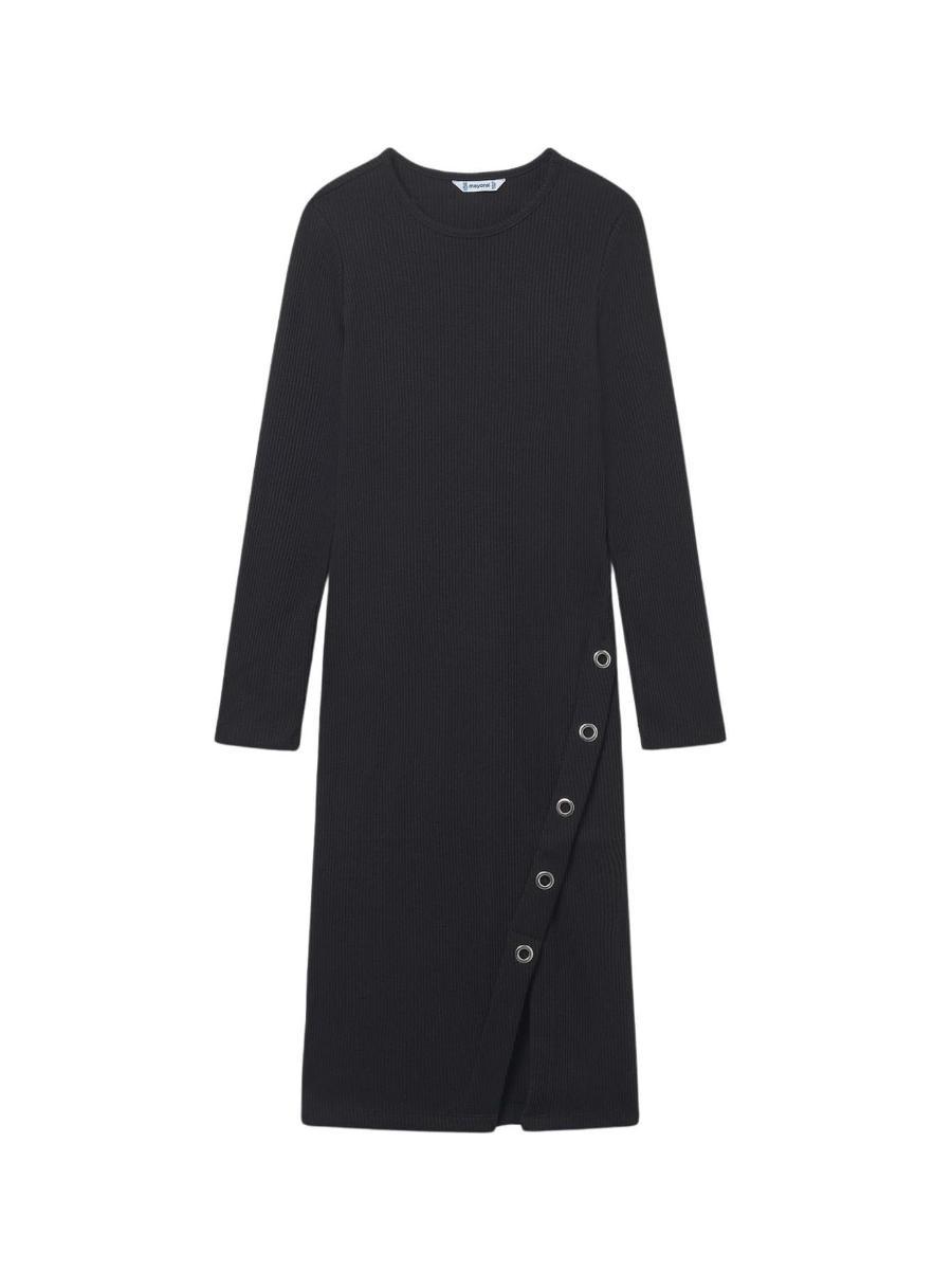 Mayoral Vestito Midi Costine per Bambine e Ragazze Nero 15-07915-029