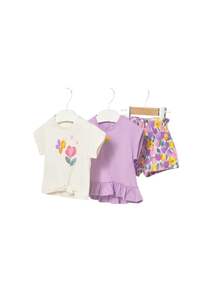 Mayoral Compl. Short 3 Pezzi per Bimba Lilac-Lilla