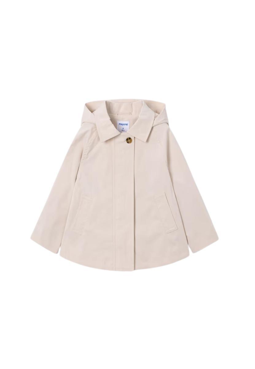 Giacca a vento beige con cappuccio di Mayoral-Bianco