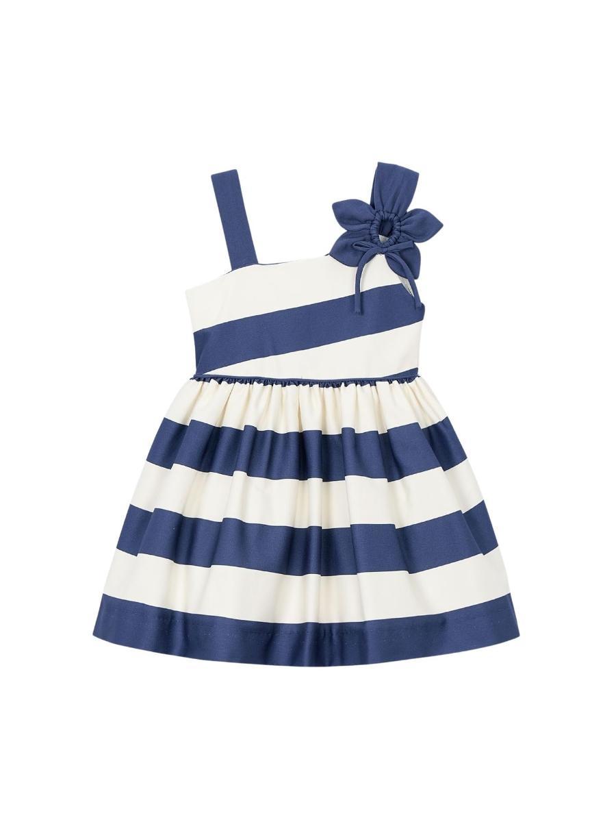 Mayoral Vestito Asimmetrico Fiore per Bambine e Ragazze Porcellana-Blu